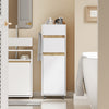 SoBuy BZR225-WN Mueble Auxiliar Estrecho con Ruedas Armario de Baño con Cajón y Puerta Blanco