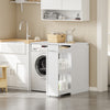 SoBuy BZR229-W Mueble lavadora y secadora con puerta Armario para lavadora con cajón Blanco