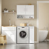 SoBuy BZR229-W Mueble lavadora y secadora con puerta Armario para lavadora con cajón Blanco