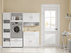 SoBuy BZR232-W Armario Multiusos de Baño Blanco Mueble Lavadero Alto y Estrecho 60x40x186.4 cm