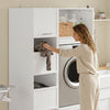 SoBuy BZR232-W Armario Multiusos de Baño Blanco Mueble Lavadero Alto y Estrecho 60x40x186.4 cm