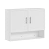 SoBuy BZR233-W Armario de pared colgante blanco con puertas 90x70x28.5 cm