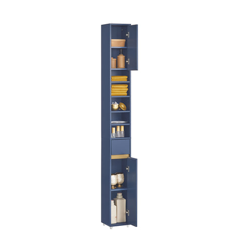 Preventa-SoBuy BZR34-B Mueble Columna de Baño con 5 Estantes 2 Puertas y 1 Cajón Azul