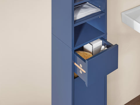 Preventa-SoBuy BZR34-B Mueble Columna de Baño con 5 Estantes 2 Puertas y 1 Cajón Azul