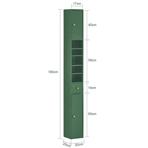 Preventa-SoBuy BZR34-SY Mueble Columna de Baño con 5 Estantes Verde