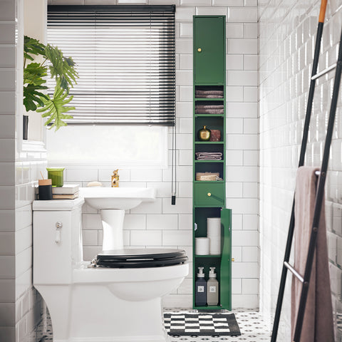 Preventa-SoBuy BZR34-SY Mueble Columna de Baño con 5 Estantes Verde