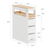 SoBuy BZR54-II-W Carrito Estrecho con 1 Bandeja Extraíble y 3 cajones Blanco y natural