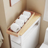SoBuy BZR54-II-W Carrito Estrecho con 1 Bandeja Extraíble y 3 cajones Blanco y natural