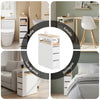 SoBuy BZR54-II-W Carrito Estrecho con 1 Bandeja Extraíble y 3 cajones Blanco y natural