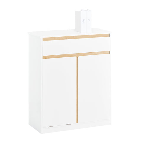 SoBuy BZR79-W Armario de Baño con Cesto para ropa Sucia Blanco