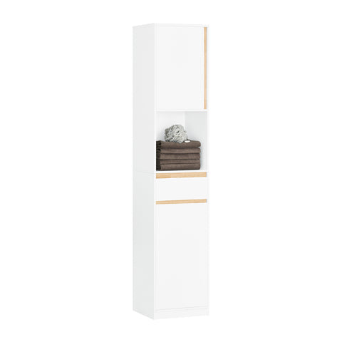 SoBuy BZR80-W Armario Alto para baño con 1 Cajón y 2 Puertas Blanco 35 x 33 x 170 cm