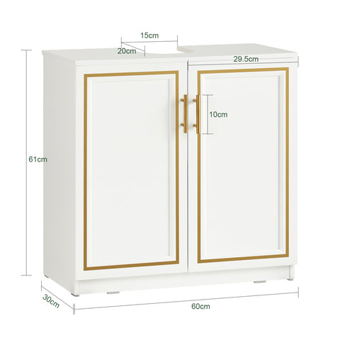 SoBuy BZR86-W Mueble para Debajo del Lavabo 2 Puertas 60 x 30 x 61 cm