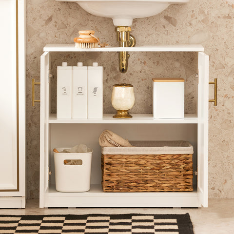 SoBuy BZR86-W Mueble para Debajo del Lavabo 2 Puertas 60 x 30 x 61 cm