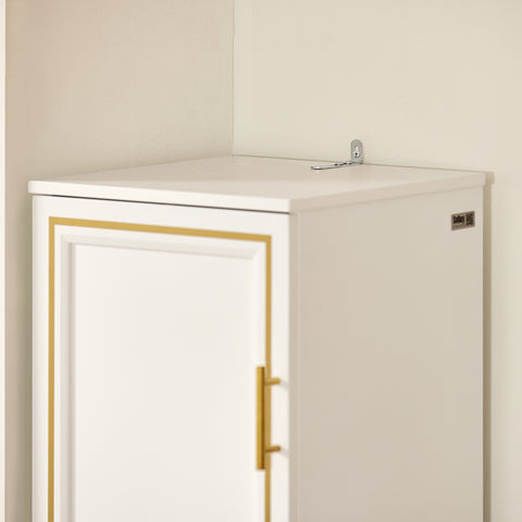 Armário de banheiro alto SoBuy BZR87-W com 1 porta, 2 prateleiras e 1 cesto