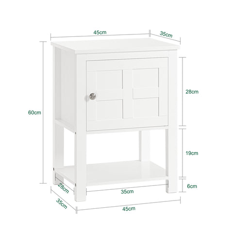 SoBuy FBT113-W Mesita de Noche con 1 Puerta y 1 Estante