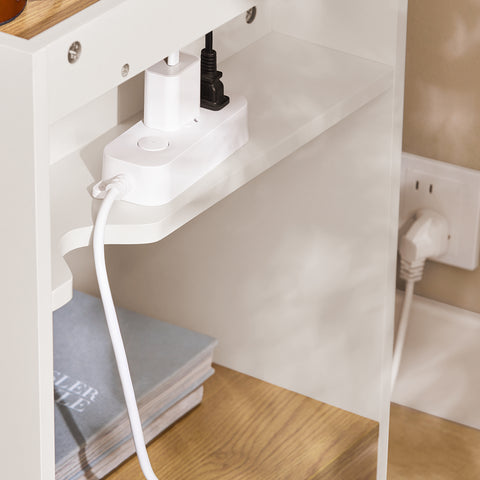 SoBuy FBT128-WN Mesita de Noche Mesa Auxiliar con 1 cajón Blanco y Madera