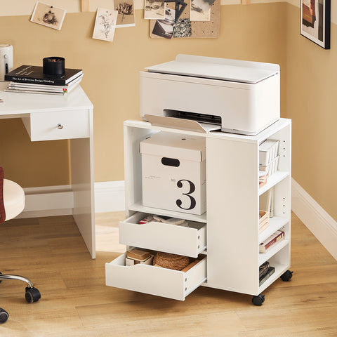 Suporte para impressora de gabinete de arquivo SoBuy FBT129-W com 2 gavetas e 5 compartimentos