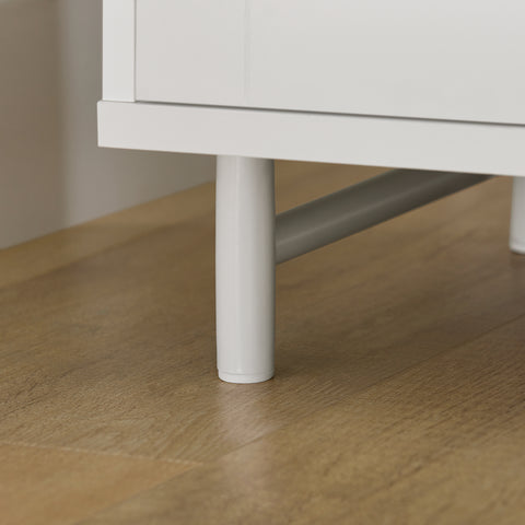 SoBuy FBT133-W Mesita de Noche con 1 Cajón y 1 Puerta de Cristal