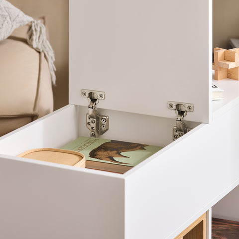 SoBuy FBT134-W Mesa Auxiliar con 1 Cajón y 2 Compartimentos 70 x 30 x 61 cm
