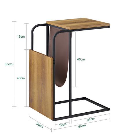 SoBuy FBT140-PF Mesa Auxiliar para Salón Comedor con 1 Bolsillo Lateral