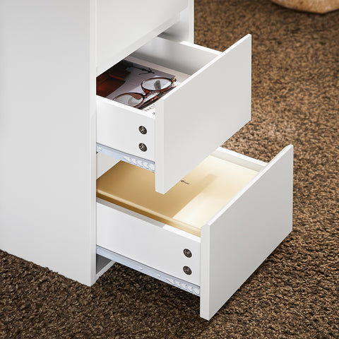 SoBuy FBT144-W Mesita de Noche con 3 Cajones 1 Puerta Blanco