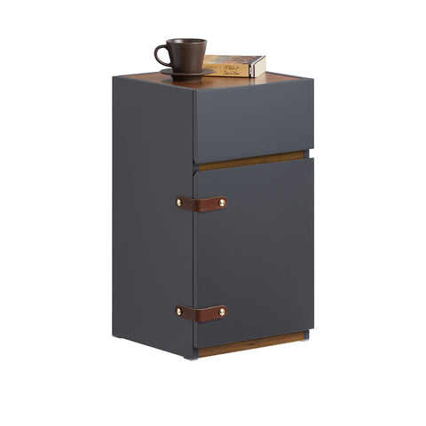 SoBuy FBT146-DG Mesa Auxiliar con 1 Puerta y 1 Cajón Gris 30 x 30 x 56 cm