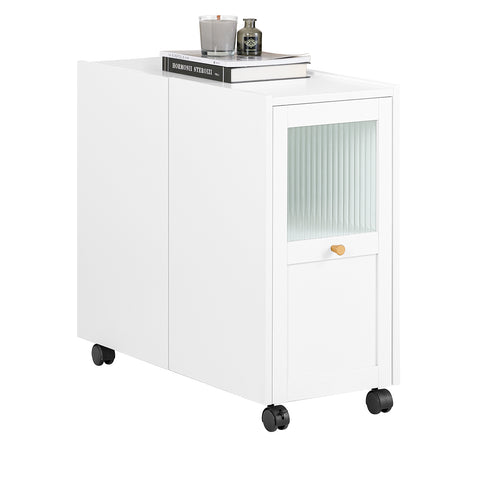 SoBuy FBT150-W Mesa auxiliar con 1 Cajón y 2 Puertas Blanco 70 x 31 x 60 cm