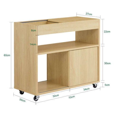 SoBuy FBT152-N Mesa Auxiliar con ruedas L70 x P30 x H60 cm