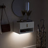 SoBuy FBT176-E-W Mesita de Noche Flotante con luz LED con Sensor Blanca