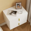 SoBuy FBT177-E-W Mesita de Noche Flotante con luz LED y 2 cajones Blanca