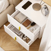 SoBuy FBT177-E-W Mesita de Noche Flotante con luz LED y 2 cajones Blanca