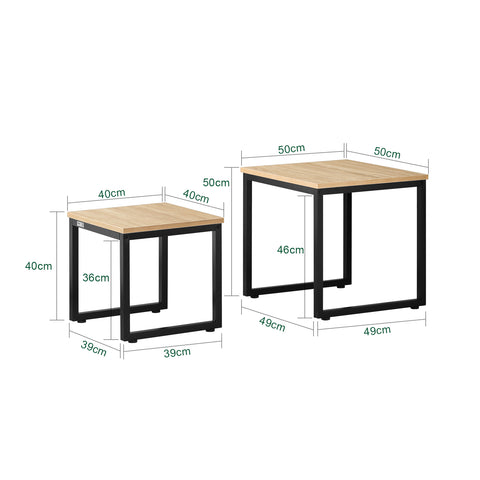 SoBuy FBT42-N Conjunto de 2 mesas laterais de madeira