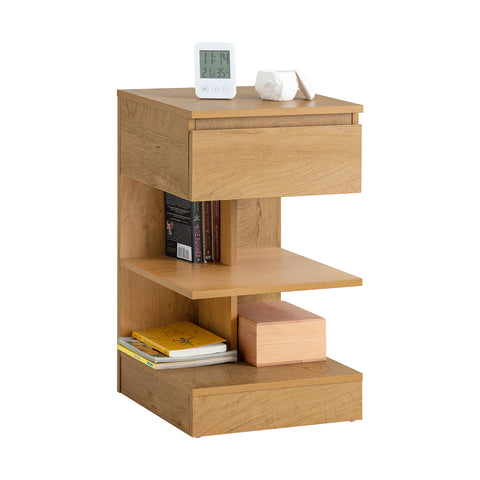 Mesa de cabeceira SoBuy FBT49-N com 1 gaveta e 2 prateleiras de madeira
