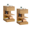 SoBuy FBT49-Nx2 Conjunto de 2 mesas de cabeceira com 1 gaveta e 2 prateleiras de madeira
