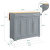 SoBuy FKW129-HG Isla Cocina con Tablero abatible y Ruedas Ocultas Gris 113×44–69×91 cm