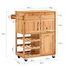 SoBuy FKW45-N Carrito Auxiliar de Cocina con Ruedas de Madera Maciza Natural