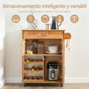 SoBuy FKW45-N Carrito Auxiliar de Cocina con Ruedas de Madera Maciza Natural