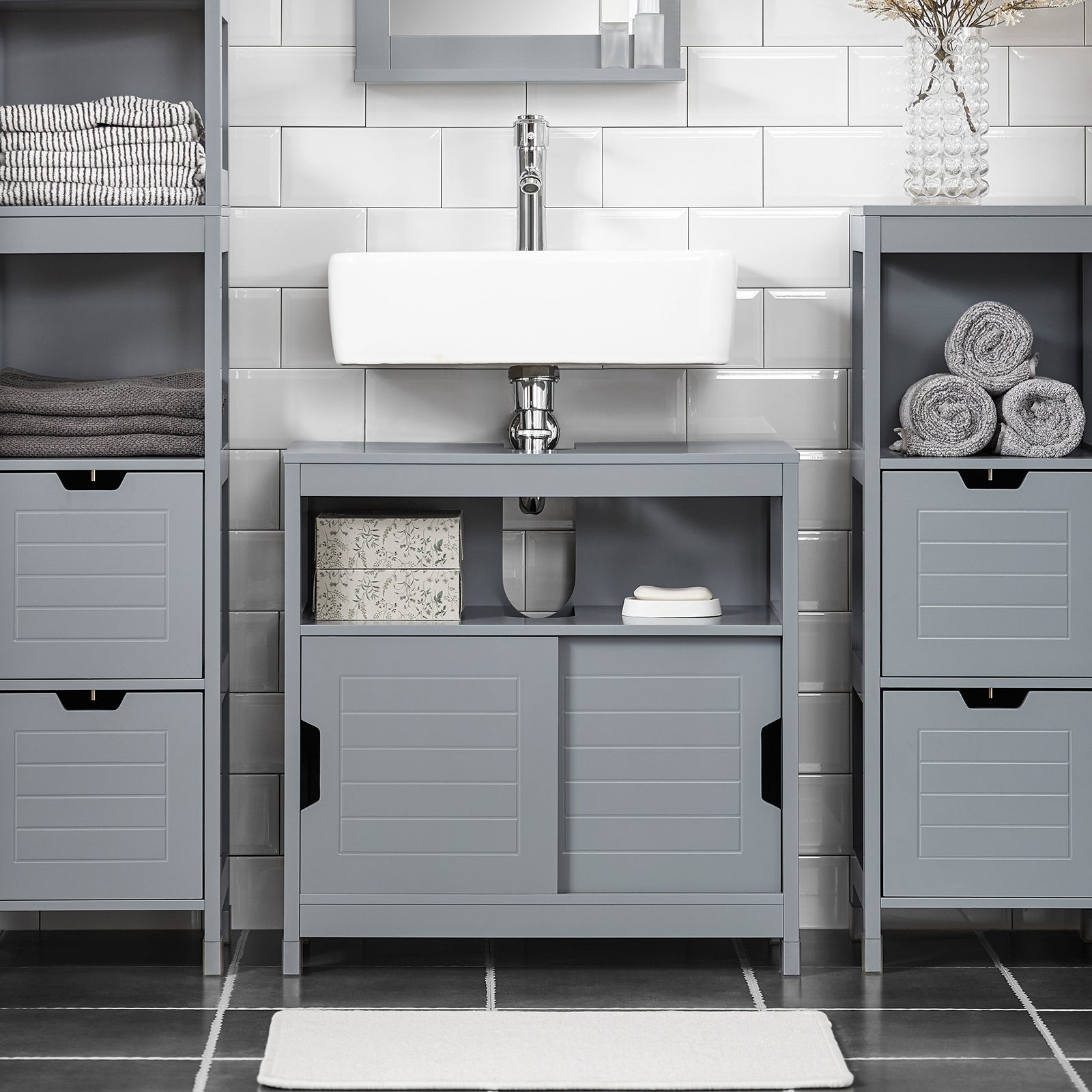 SoBuy FRG128 SG Armario Para Debajo Del Lavabo Con 1 Estante Y 2 Puert sobuy-frg128-sg-armario-para-debajo-del-lavabo-con-1-estante-y-2-puert
