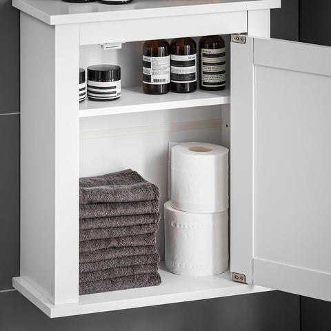 SoBuy FRG203-W Armario suspendido de Baño para la pared con puerta blanco