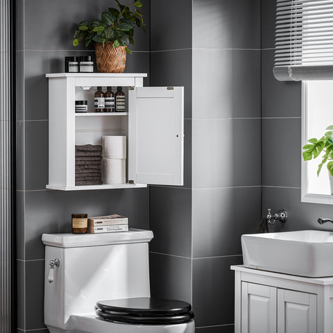 SoBuy FRG203-W Armario suspendido de Baño para la pared con puerta blanco