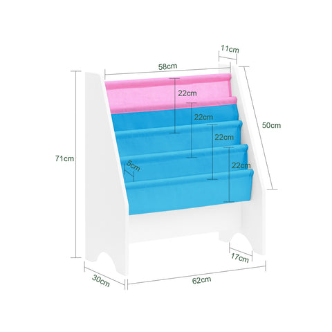 SoBuy FRG225-F Librería Infantil para niños con 4 boslas de azúl y rosa