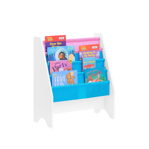 SoBuy FRG225-F Librería Infantil para niños con 4 boslas de azúl y rosa