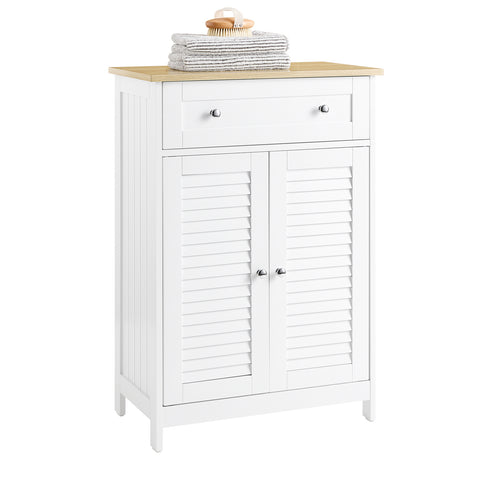 SoBuy FRG238-WN Armario para Baño con 2 Cajones y 2 Puertas 60 x 35 x 88cm