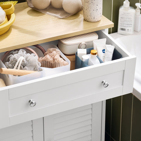 SoBuy FRG238-WN Armario para Baño con 2 Cajones y 2 Puertas 60 x 35 x 88cm