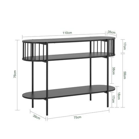 SoBuy FSB90-SCH Mesa de Consola con 3 Niveles Estructura de Metal Negro