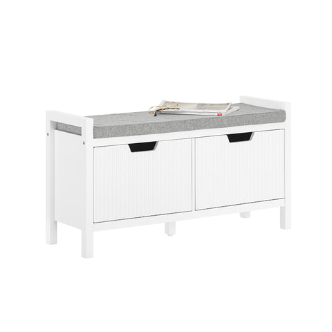 Preventa-SoBuy FSR146-W Banco Zapatero con 2 Puertas Blanco 91 x 30 x 50 cm