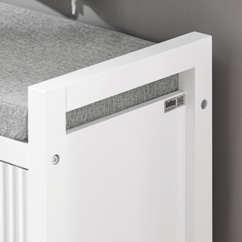 Preventa-SoBuy FSR146-W Banco Zapatero con 2 Puertas Blanco 91 x 30 x 50 cm