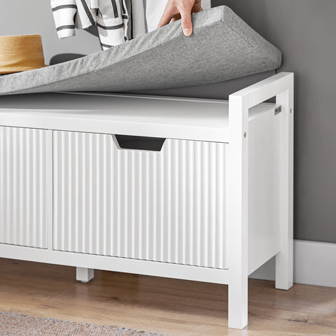 Preventa-SoBuy FSR146-W Banco Zapatero con 2 Puertas Blanco 91 x 30 x 50 cm