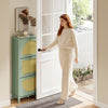 SoBuy FSR222-GR Mueble Zapatero Estrecho de 3 Puertas con Mimbre Verde 62x25x121.5 cm