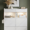 SoBuy FSR224-E-W Mueble Zapatero Ultra Delgado con 4 Puertas y 2 Cajones Blanco 98x19x120 cm